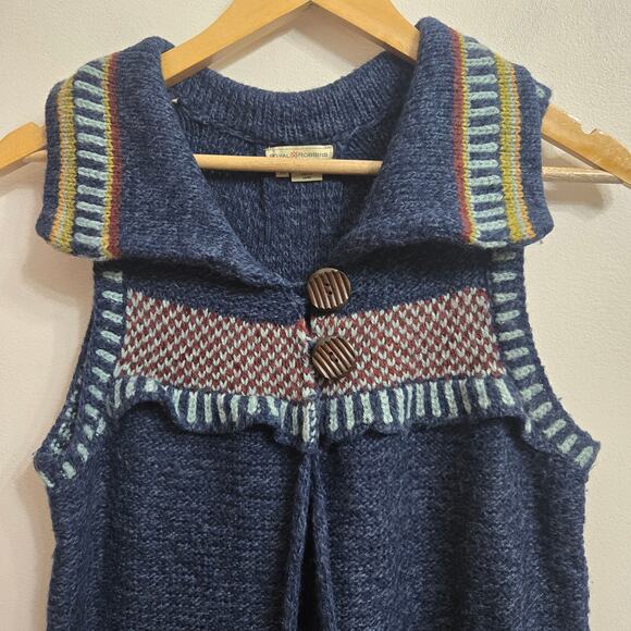 Royal Robbins Womens Eclectic Cottage Boho Indie Knitted Long Line Vest Size M - Picture 2 of 12